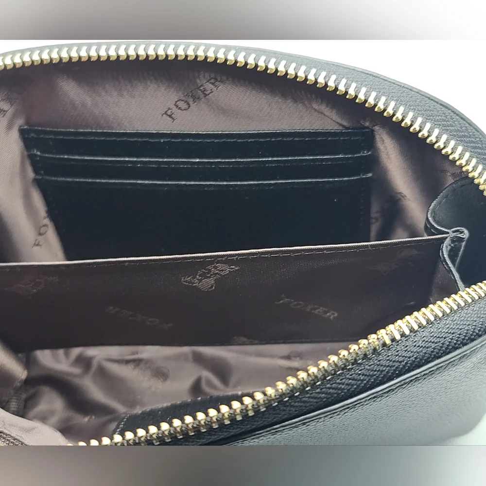 Foxer Black Leather Wristlet/Makeup Bag - Picture 4 of 6